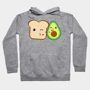 Cute Kawaii avocado kissing toast flying hearts Hoodie